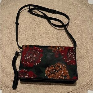 Floral Cross Stitch Crossbody Purse